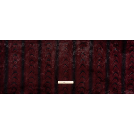 Plush Short Pile Recycled Polyester Faux Fur - Burgundy and Black Woodgrain Print
