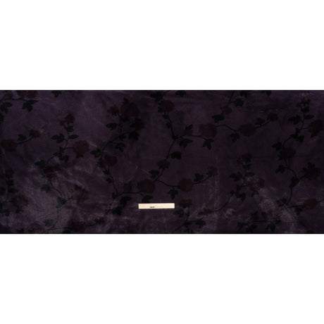 Plush Short Pile Recycled Polyester Faux Fur - Dark Purple, Charcoal and Burgundy Floral Print