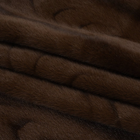 Plush Short Pile Recycled Polyester Faux Fur - Brown and Black Woodgrain Print
