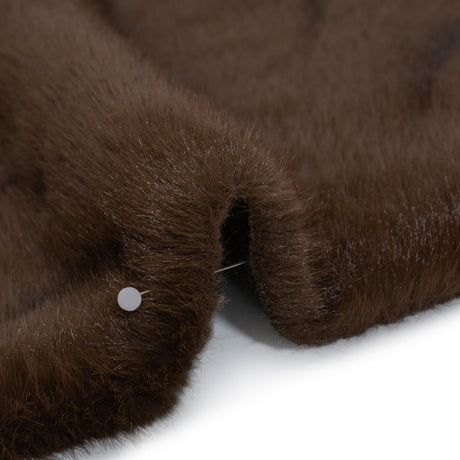Plush Short Pile Recycled Polyester Faux Fur - Brown and Black Woodgrain Print