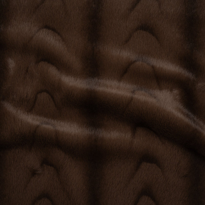 Plush Short Pile Recycled Polyester Faux Fur - Brown and Black Woodgrain Print