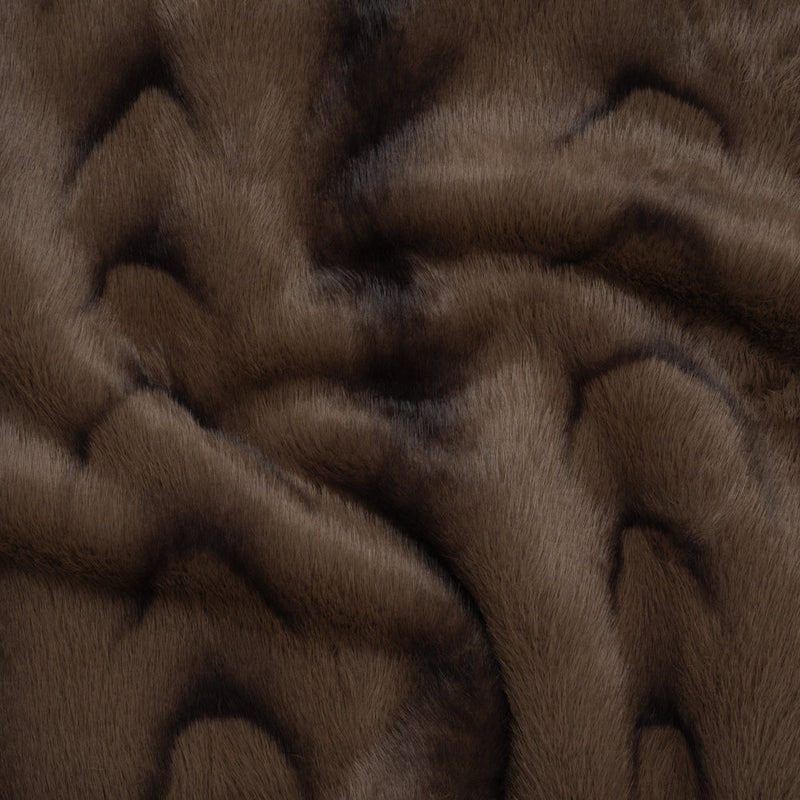Plush Short Pile Recycled Polyester Faux Fur - Light Brown and Black Woodgrain Print
