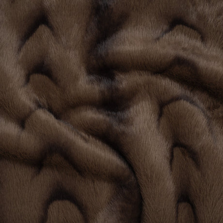 Plush Short Pile Recycled Polyester Faux Fur - Light Brown and Black Woodgrain Print