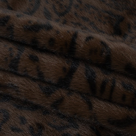 Plush Short Pile Recycled Polyester Faux Fur - Chocolate Brown and Black Animal Print