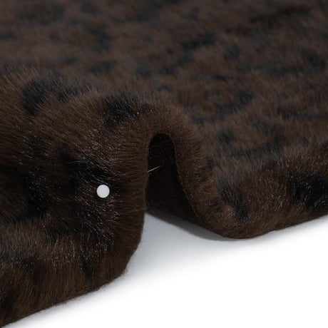 Plush Short Pile Recycled Polyester Faux Fur - Chocolate Brown and Black Animal Print