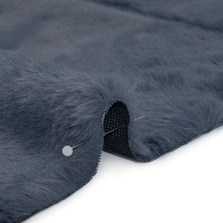 Short Pile Recycled Polyester Faux Fur - Slate Blue Cut Stripes