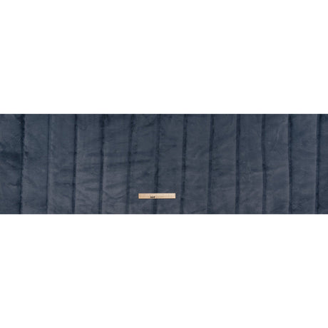 Short Pile Recycled Polyester Faux Fur - Slate Blue Cut Stripes