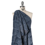 Short Pile Recycled Polyester Faux Fur - Slate Blue Cut Stripes