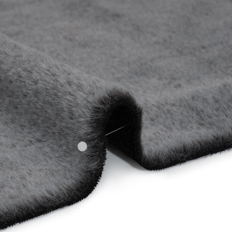 Two-Tone Short Pile Recycled Polyester Faux Fur - Black and Gray