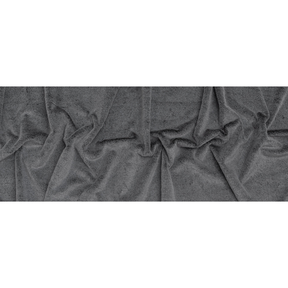 Two-Tone Short Pile Recycled Polyester Faux Fur - Black and Gray