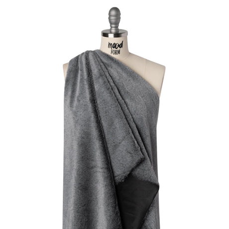 Two-Tone Short Pile Recycled Polyester Faux Fur - Black and Gray