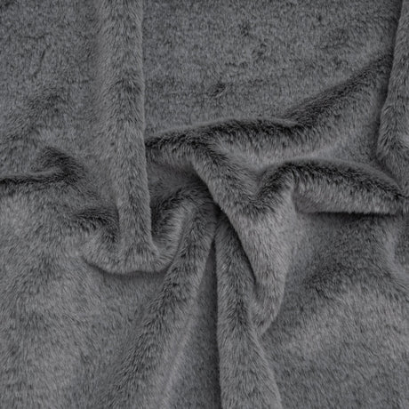Two-Tone Short Pile Recycled Polyester Faux Fur - Black and Gray