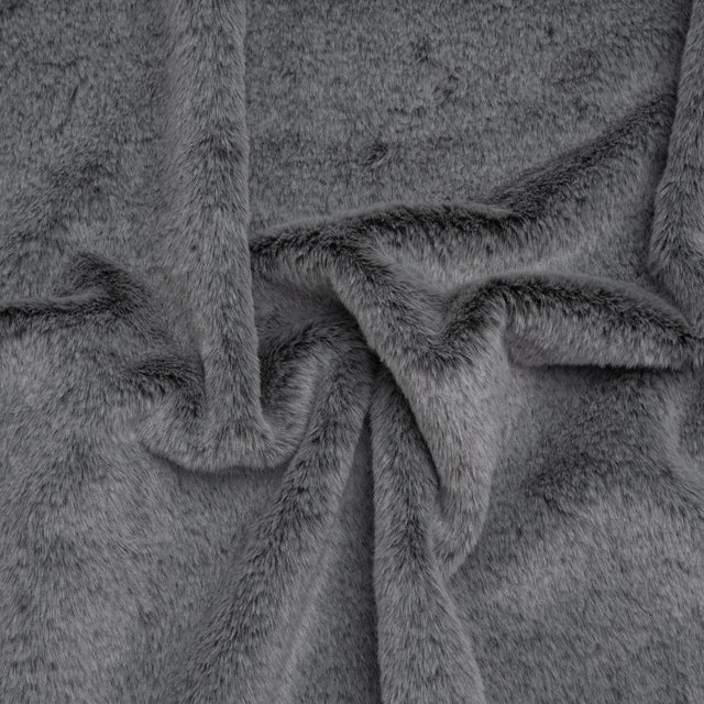 Two-Tone Short Pile Recycled Polyester Faux Fur - Black and Gray
