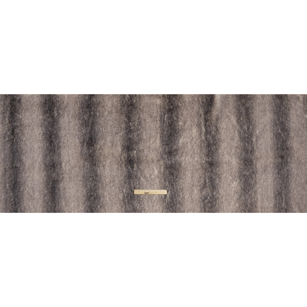 Plush Two-Tone Medium Pile Recycled Polyester Faux Fur - Ivory and Gray