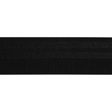Nylon Elastic Trim with Satin Stripes and Ribbing Made in Italy - 1.625" - Black