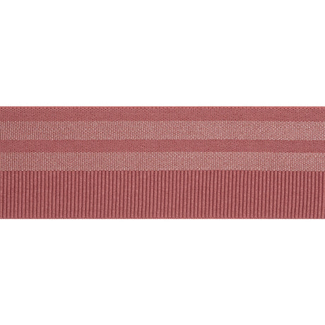 Nylon Elastic Trim with Satin Stripes and Ribbing Made in Italy - 1.625" - Dusty Rose