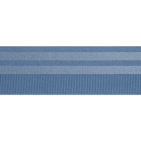 Nylon Elastic Trim with Satin Stripes and Ribbing Made in Italy - 1.625" - Country Blue