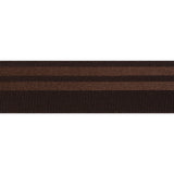Nylon Elastic Trim with Satin Stripes and Ribbing Made in Italy - 1.625" - Brown