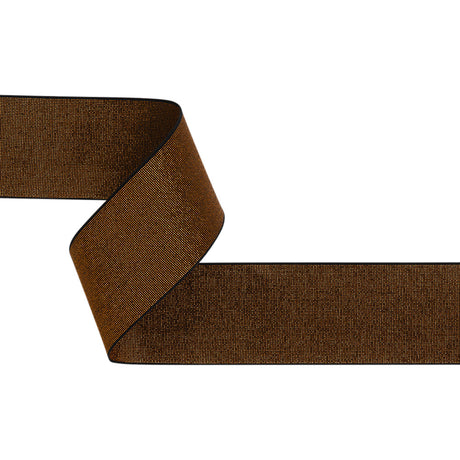 Metallic Elastic Trim Made in Italy - 2.125" - Golden Orange on Black