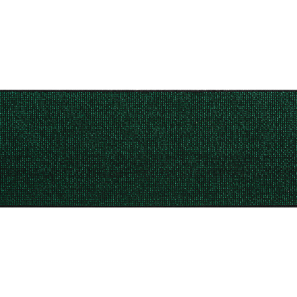 Metallic Elastic Trim Made in Italy - 2.125" - Kelly Green on Black
