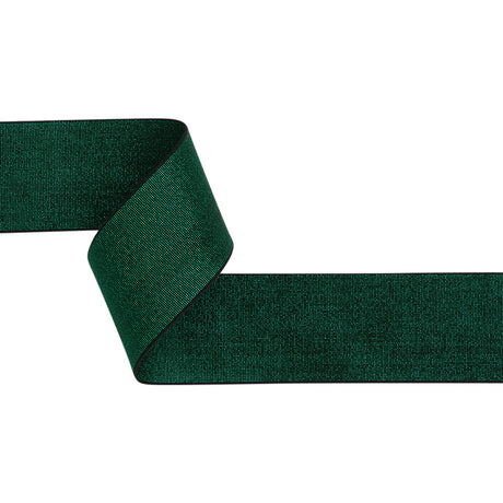 Metallic Elastic Trim Made in Italy - 2.125" - Kelly Green on Black