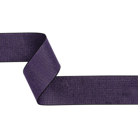 Metallic Elastic Trim Made in Italy - 2.125" - Purple on Black