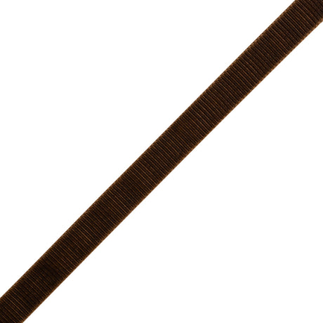 Grosgrain Ribbed Velvet Ribbon Trim Made in Italy - 0.375" - Brown