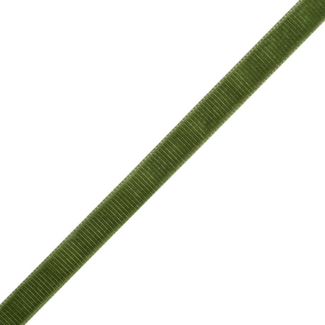 Grosgrain Ribbed Velvet Ribbon Trim Made in Italy - 0.375" - Moss Green