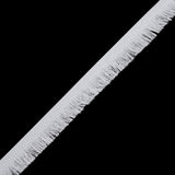 Cotton Grosgrain Ribbon with Fringe Made in Italy - 0.875" - White