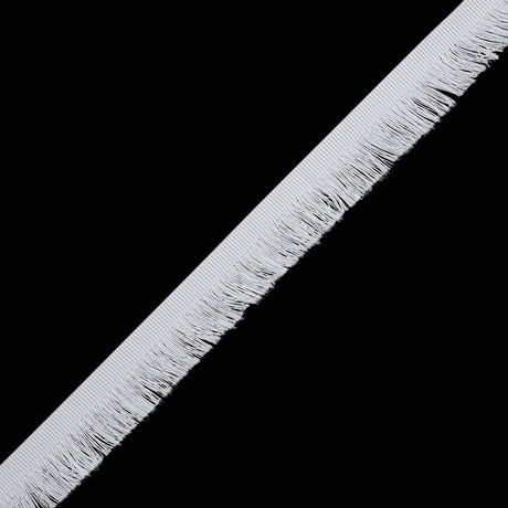 Cotton Grosgrain Ribbon with Fringe Made in Italy - 0.875" - White