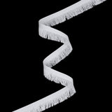 Cotton Grosgrain Ribbon with Fringe Made in Italy - 0.875" - White