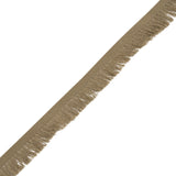 Cotton Grosgrain Ribbon with Fringe Made in Italy - 0.875" - Beige