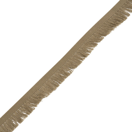 Cotton Grosgrain Ribbon with Fringe Made in Italy - 0.875" - Beige