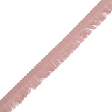 Cotton Grosgrain Ribbon with Fringe Made in Italy - 0.875" - Pink