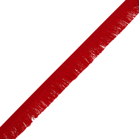 Cotton Grosgrain Ribbon with Fringe Made in Italy - 0.875" - Red
