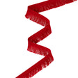 Cotton Grosgrain Ribbon with Fringe Made in Italy - 0.875" - Red