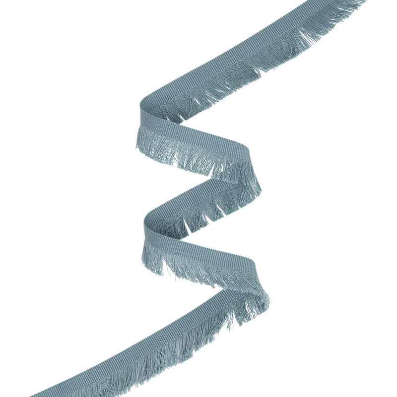 Cotton Grosgrain Ribbon with Fringe Made in Italy - 0.875" - Light Blue