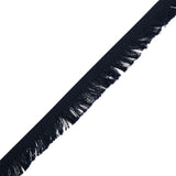 Cotton Grosgrain Ribbon with Fringe Made in Italy - 0.875" - Navy