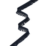 Cotton Grosgrain Ribbon with Fringe Made in Italy - 0.875" - Navy
