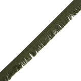 Cotton Grosgrain Ribbon with Fringe Made in Italy - 0.875" - Olive Green