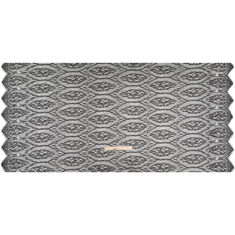 Raschel Lace with Finished Edges - Black Floral Lozenges - Deadstock