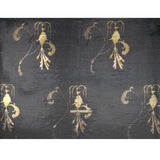 Metallic Silk Lame - Black, Silver and Gold Classical Swirls - Deadstock