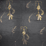 Metallic Silk Lame - Black, Silver and Gold Classical Swirls - Deadstock