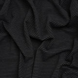 Polyester and Rayon Textured Double Knit - Black and Charcoal Ribbed Stripes - Deadstock