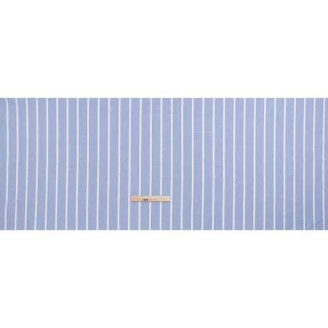 Cotton Oxford Shirting - Light Blue and White Wide Stripes - Designer Deadstock