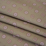 Cotton Oxford Shirting Print - Warm Gray, Baby Pink and White Medallions and Squares - Deadstock