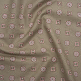 Cotton Oxford Shirting Print - Warm Gray, Baby Pink and White Medallions and Squares - Deadstock