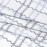 Cotton Jacquard Shirting - Charcoal, Pale Blue and White Wavy Lines Plaid - Deadstock