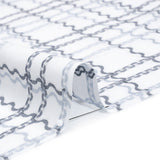 Cotton Jacquard Shirting - Charcoal, Pale Blue and White Wavy Lines Plaid - Deadstock