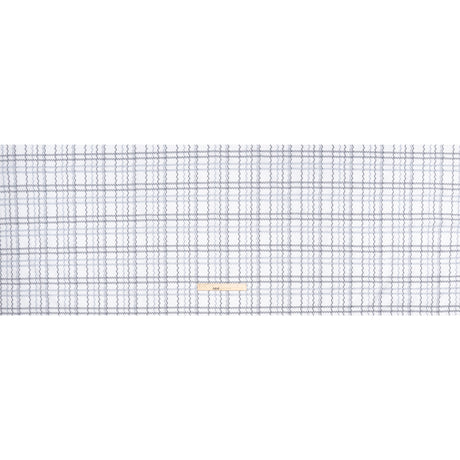 Cotton Jacquard Shirting - Charcoal, Pale Blue and White Wavy Lines Plaid - Deadstock